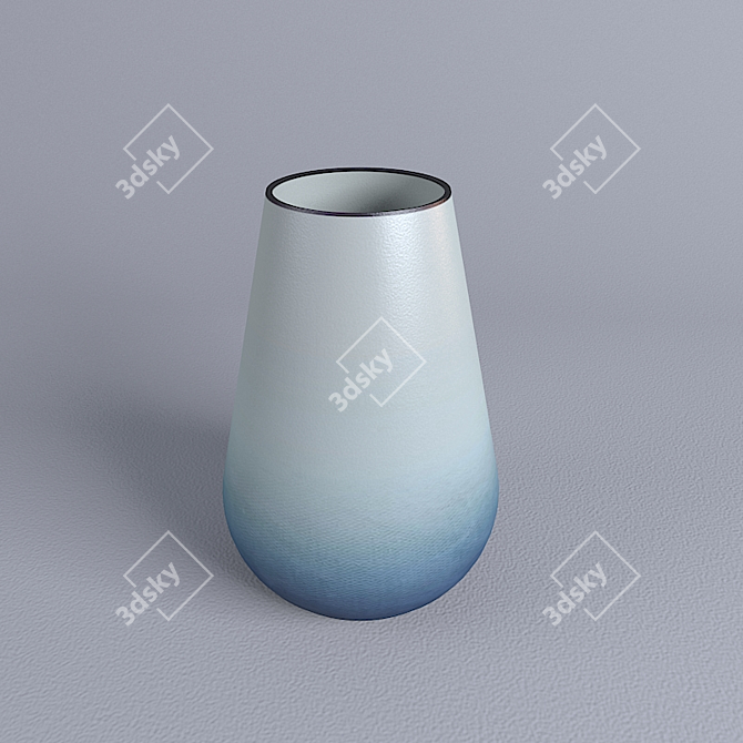 Blue-White Ceramic Vase 3D model image 2