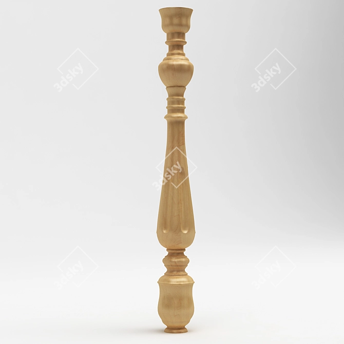 Elegant Wood Baluster 3D model image 1