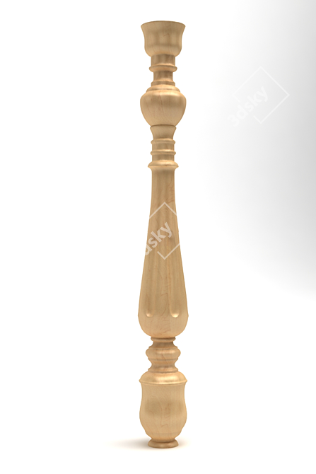 Elegant Wood Baluster 3D model image 3