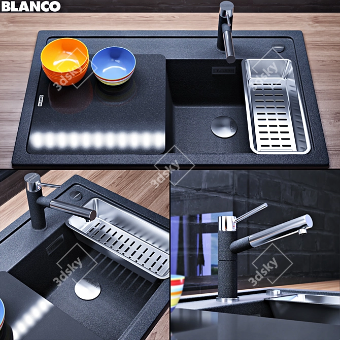 Title: Blanco Zenar 45 S-F Sink Set 3D model image 1