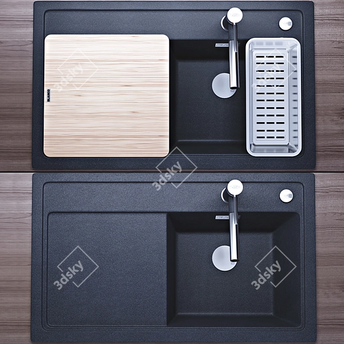 Title: Blanco Zenar 45 S-F Sink Set 3D model image 2