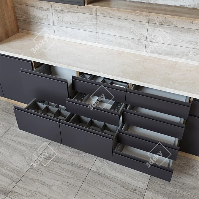 Blum Kitchen Units: Everything Opens & Slides 3D model image 2