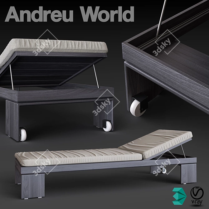 Relax in Style with Andreu World Alu Sun Bed 3D model image 1