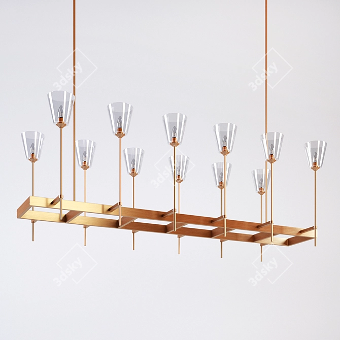 Industrial Loft 12-Light Chandelier 3D model image 1