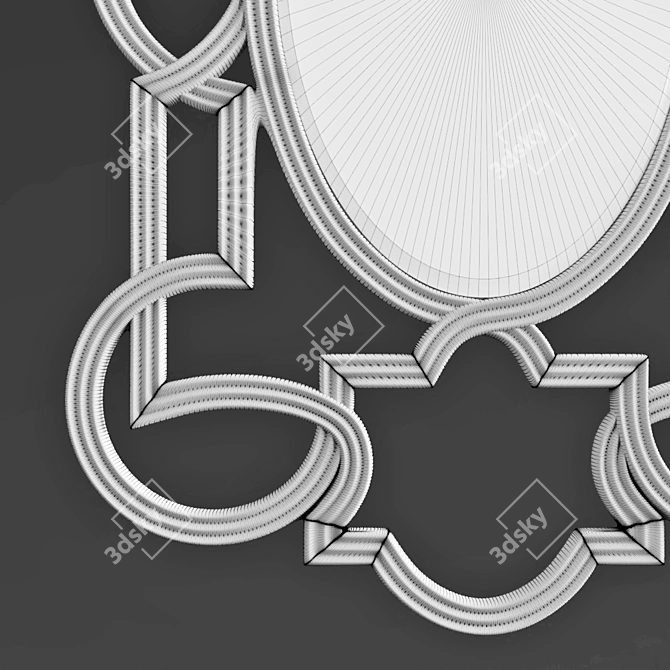 Elegant Silver Oval Mirror 3D model image 3