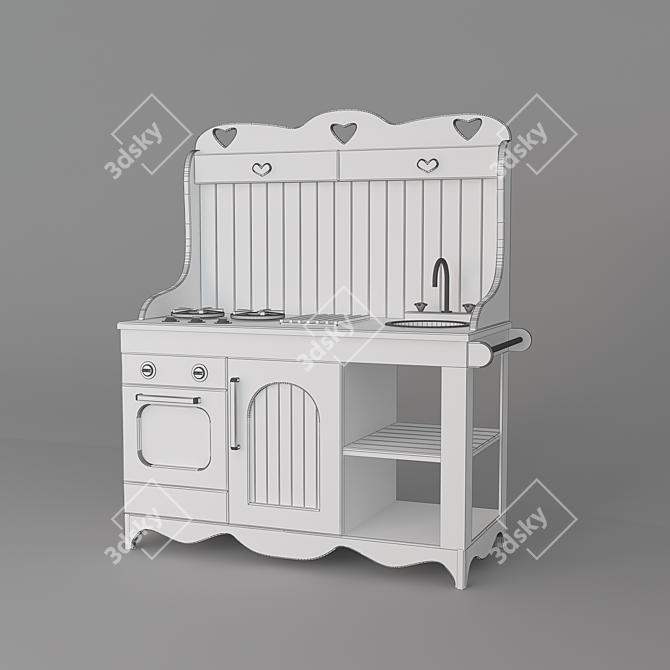 Prairie Playtime: Wooden Kitchen Fun 3D model image 2