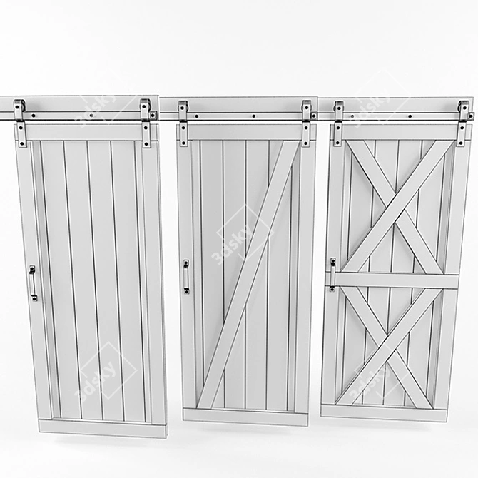 Title: Loft-Style Wooden Coupe Doors 3D model image 3