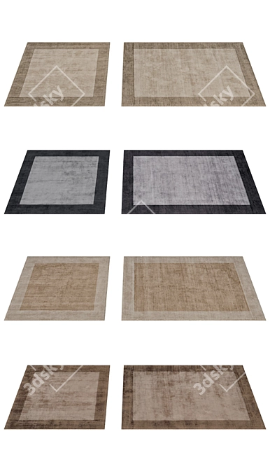  Elegant Blade Border Rug: Hand-loomed Luxury 3D model image 2