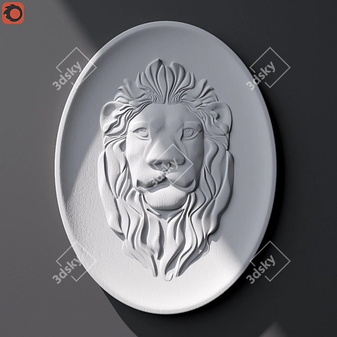 Lion Panel- 3D CNC Carved Wood Decor 3D model image 2