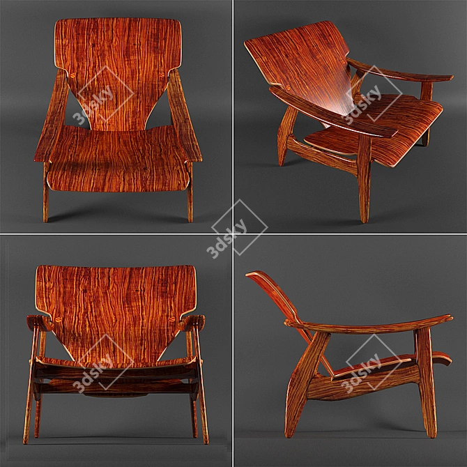 Sergio Rodrigues Armchair: Stylish Design 3D model image 2