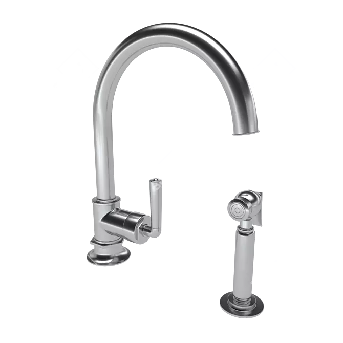 Sleek Gooseneck Kitchen Faucet 3D model image 2