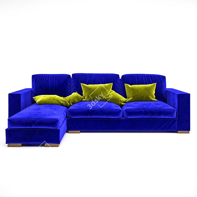 Blue Velvet Modern Sofa 3D model image 1