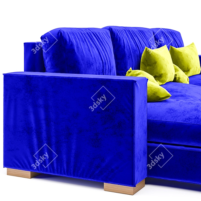 Blue Velvet Modern Sofa 3D model image 2