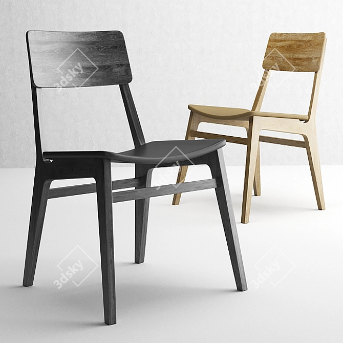 Italian Made Modern Wooden Chair 3D model image 1