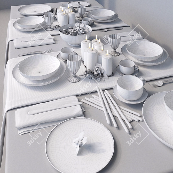 Tasteful Tognana Algarve Beige Tableware 3D model image 3