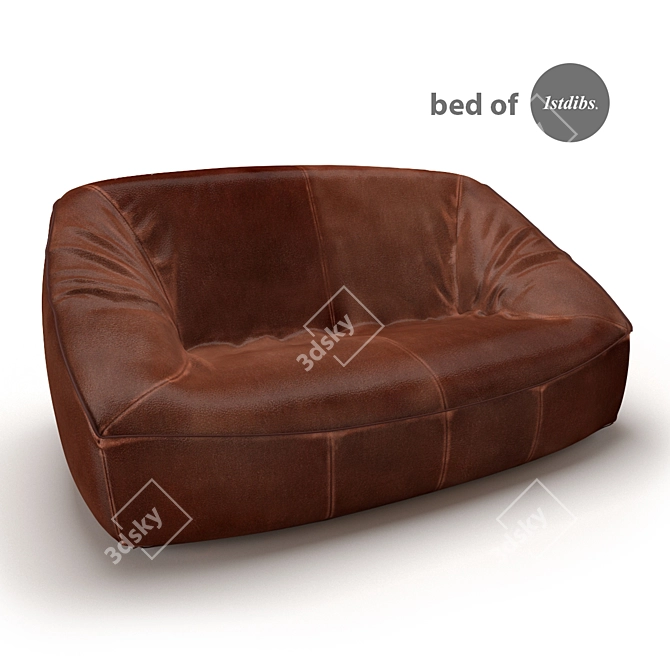 Luxury Brown Leather Sofa 3D model image 1