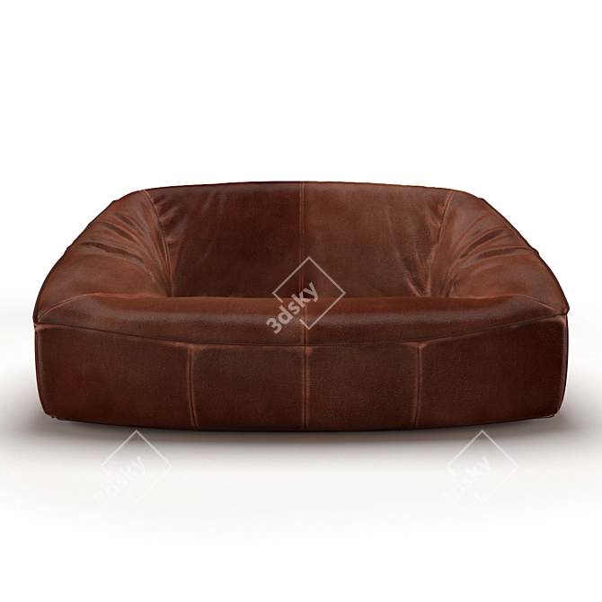 Luxury Brown Leather Sofa 3D model image 2