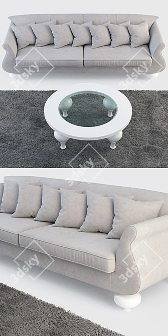 Luxury Polermo Sofa Set 3D model image 2