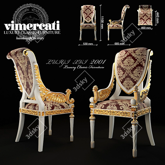 Luxury Louis XVI Dining Chairs 3D model image 1