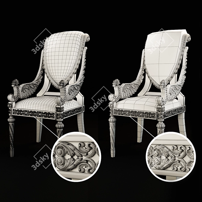 Luxury Louis XVI Dining Chairs 3D model image 3