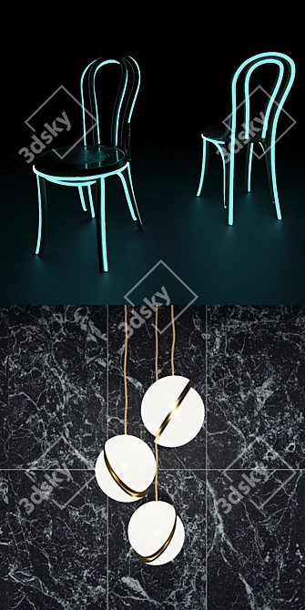 Crescent Light Duo: Bright Bistro Elegance 3D model image 2