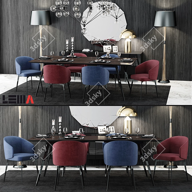 Title: Lema BEA Table and Chair Set 3D model image 1