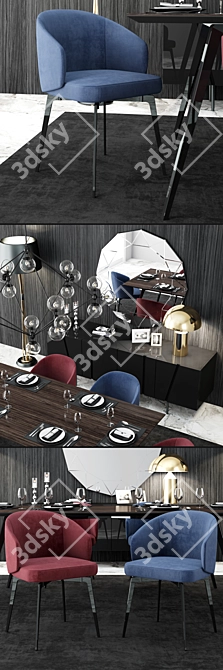 Title: Lema BEA Table and Chair Set 3D model image 2