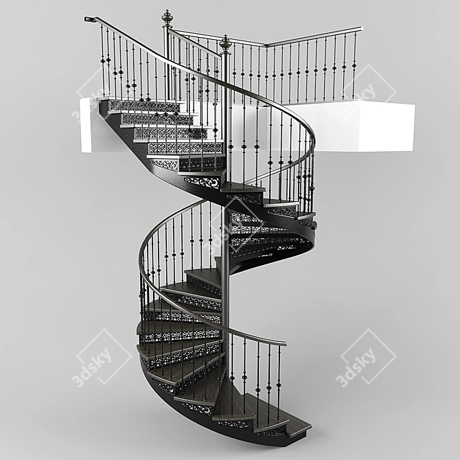 Elegant Spiral Staircase 3D model image 1