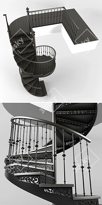 Elegant Spiral Staircase 3D model image 2