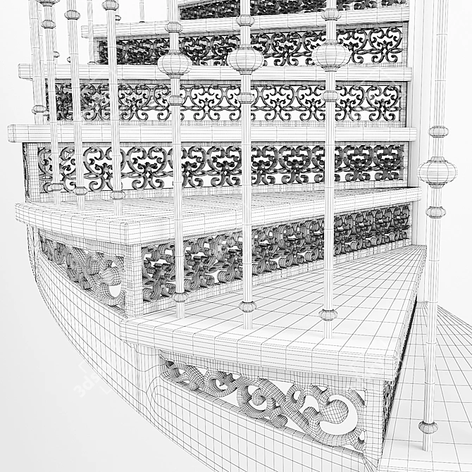 Elegant Spiral Staircase 3D model image 3