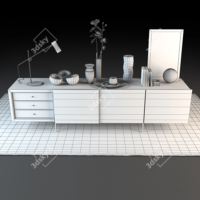 Modern Elegance: Tiller Sideboard Decor Set 3D model image 3