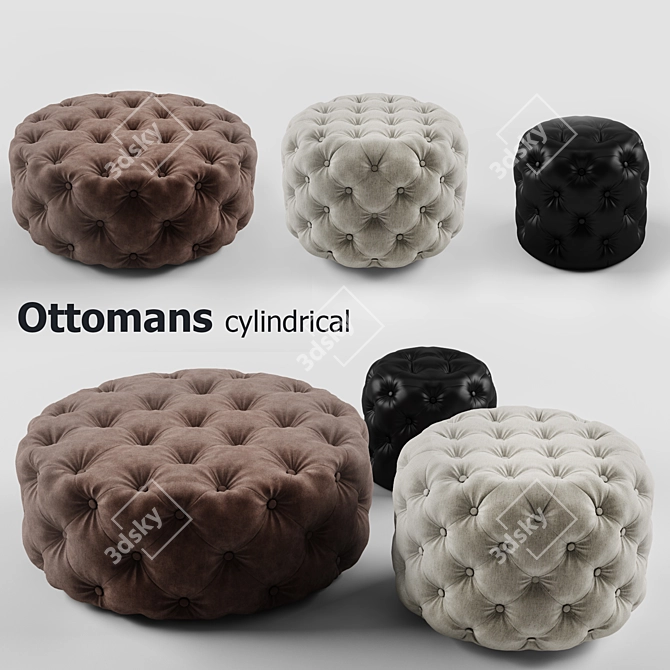 Modern Cylindrical Ottoman Set 3D model image 1