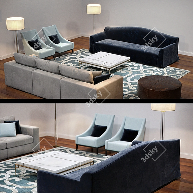 Christian Liaigre Basse Sofa: Modern Art Deco Elegance 3D model image 1