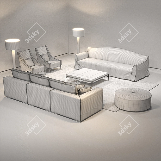 Christian Liaigre Basse Sofa: Modern Art Deco Elegance 3D model image 2