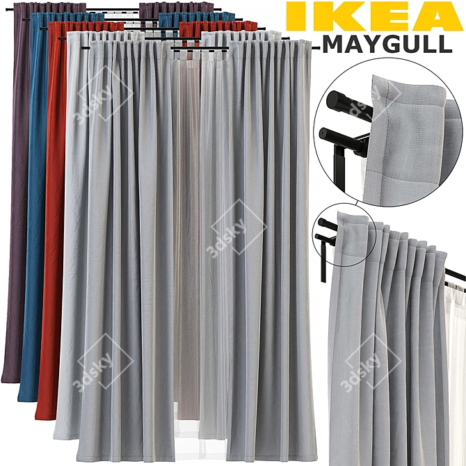 Elegant IKEA Curtain Set: MAYGULL, Matilda, REKKA 3D model image 1