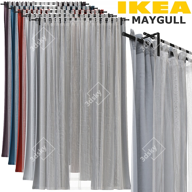 Elegant IKEA Curtain Set: MAYGULL, Matilda, REKKA 3D model image 2