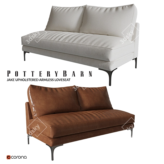 Pottery Barn Jake Upholstered Love Seat 3D model image 1