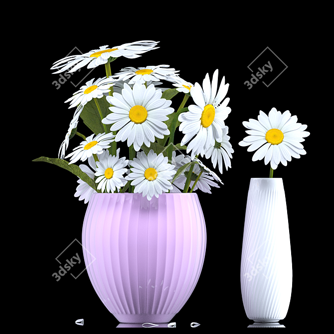  Daisy Delight: Fresh Bouquet in a Vase 3D model image 1