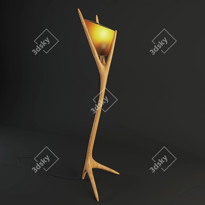 Artisanal Honey Locust Floor Lamp 3D model image 1