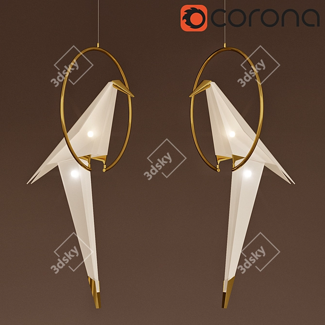 Graceful Origami Bird Lamp 3D model image 1