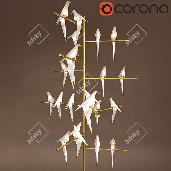 Graceful Origami Bird Lamp 3D model image 3