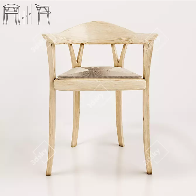 Elegant Donzella Chair - Timeless Comfort 3D model image 1