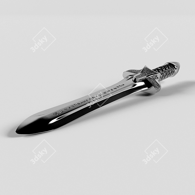 Ancient Runes Silver Sword 3D model image 1