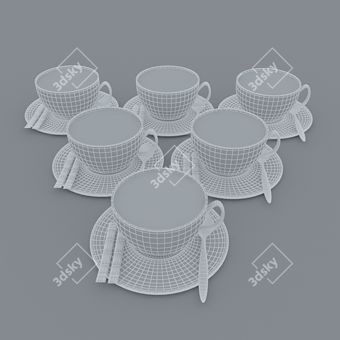 Aromatic Cappuccino Cups | Vray & Corona Scene 3D model image 3