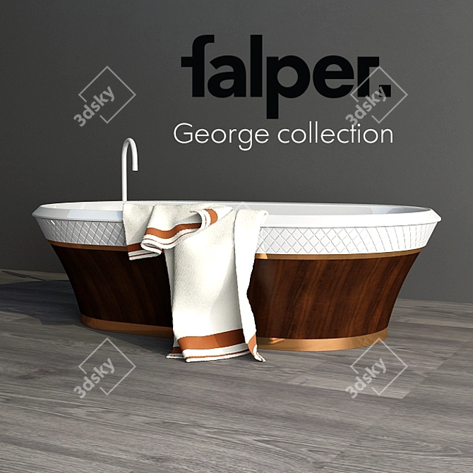 George Falper Bath: Elegant Wood & Copper Design 3D model image 1