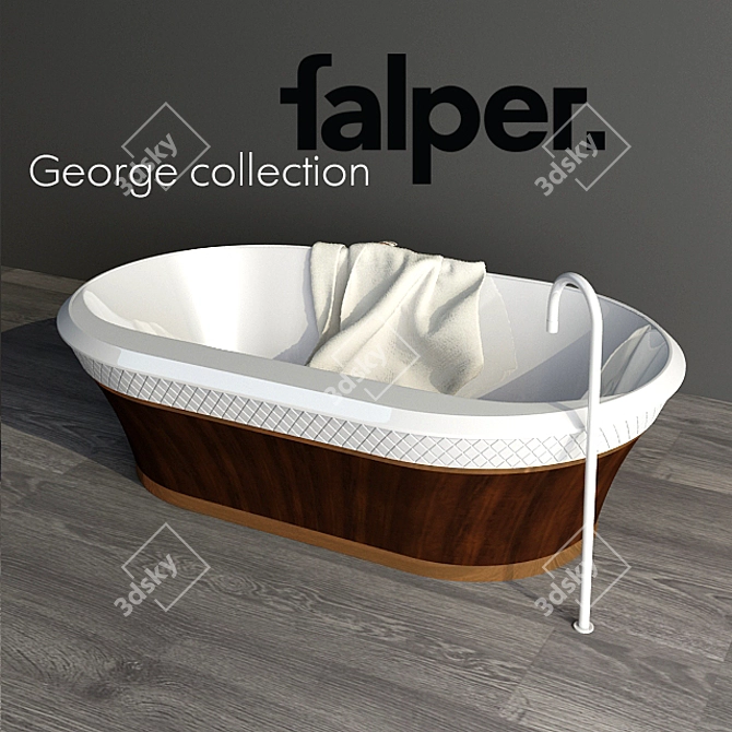 George Falper Bath: Elegant Wood & Copper Design 3D model image 2