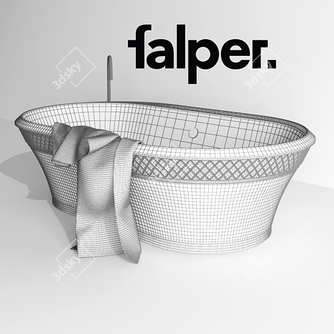 George Falper Bath: Elegant Wood & Copper Design 3D model image 3