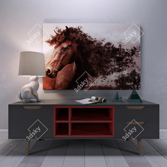 Drake Set with Moooi Rabbit Light & Painting 3D model image 1