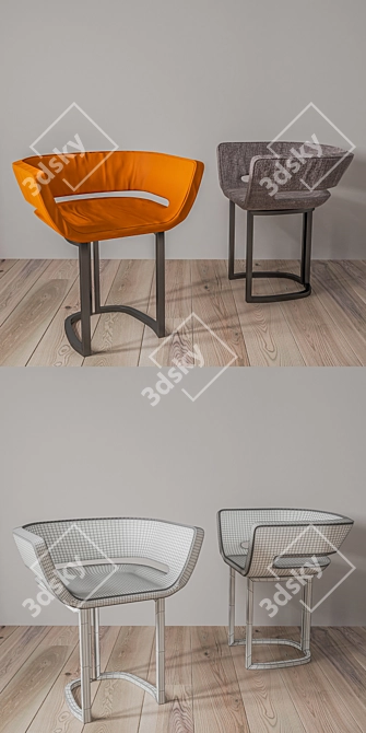 Sleek Poly Modern Chair 3D model image 3