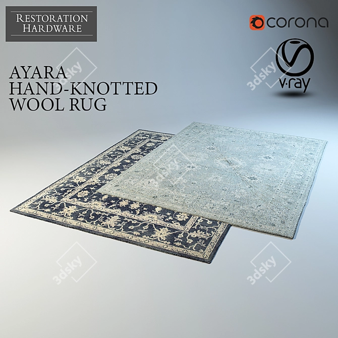 Luxury Ayara Hand-Knotted Rug 3D model image 1